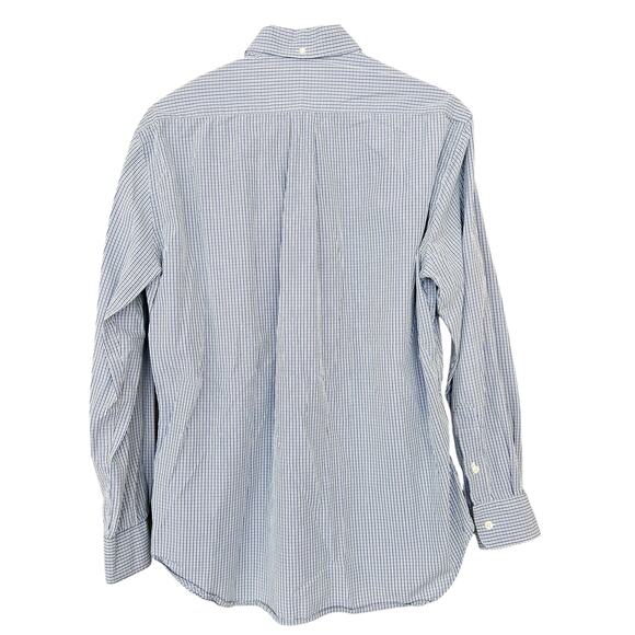 Gitman Bros Blue Plaid Long Sleeve Button Down Sz L - Picture 5 of 5